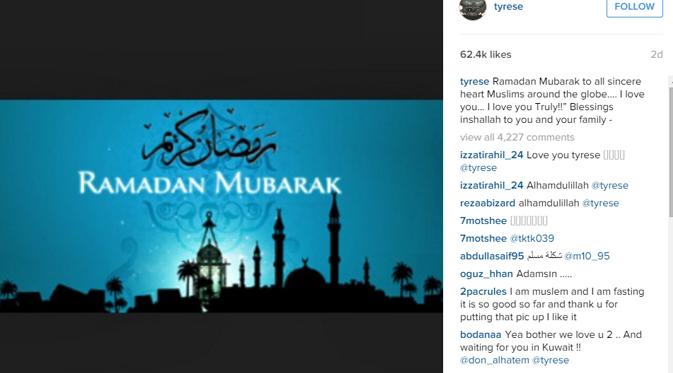 Tyrese mengucapkan Ramadhan